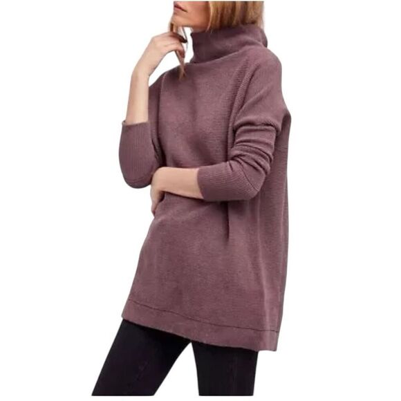 Free People Women's Brown Ottoman Slouchy Tunic Sweater Size M - Picture 1 of 5